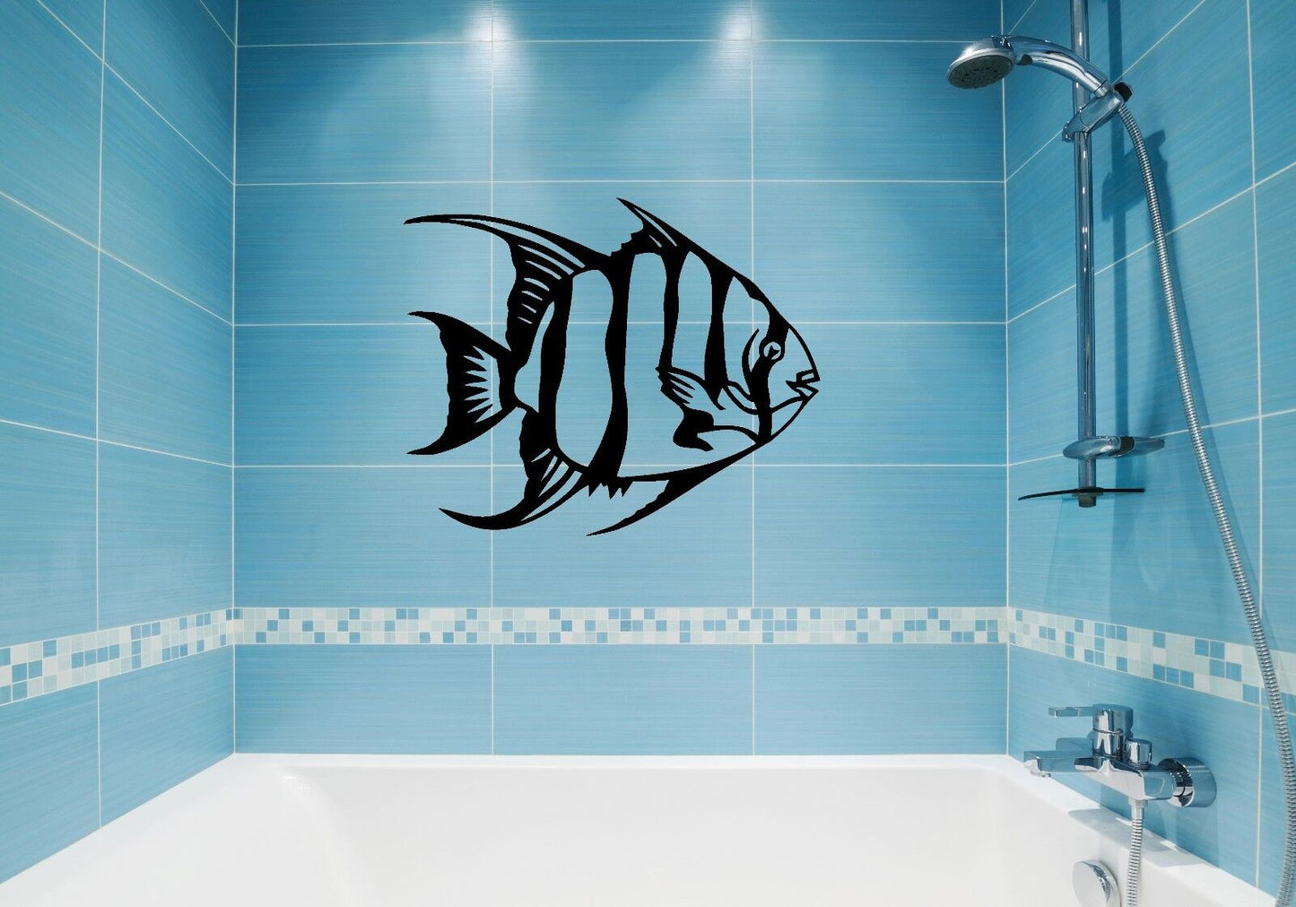 Autocollants muraux en vinyle, décor marin de poisson océan pour salle de bain (ig908)