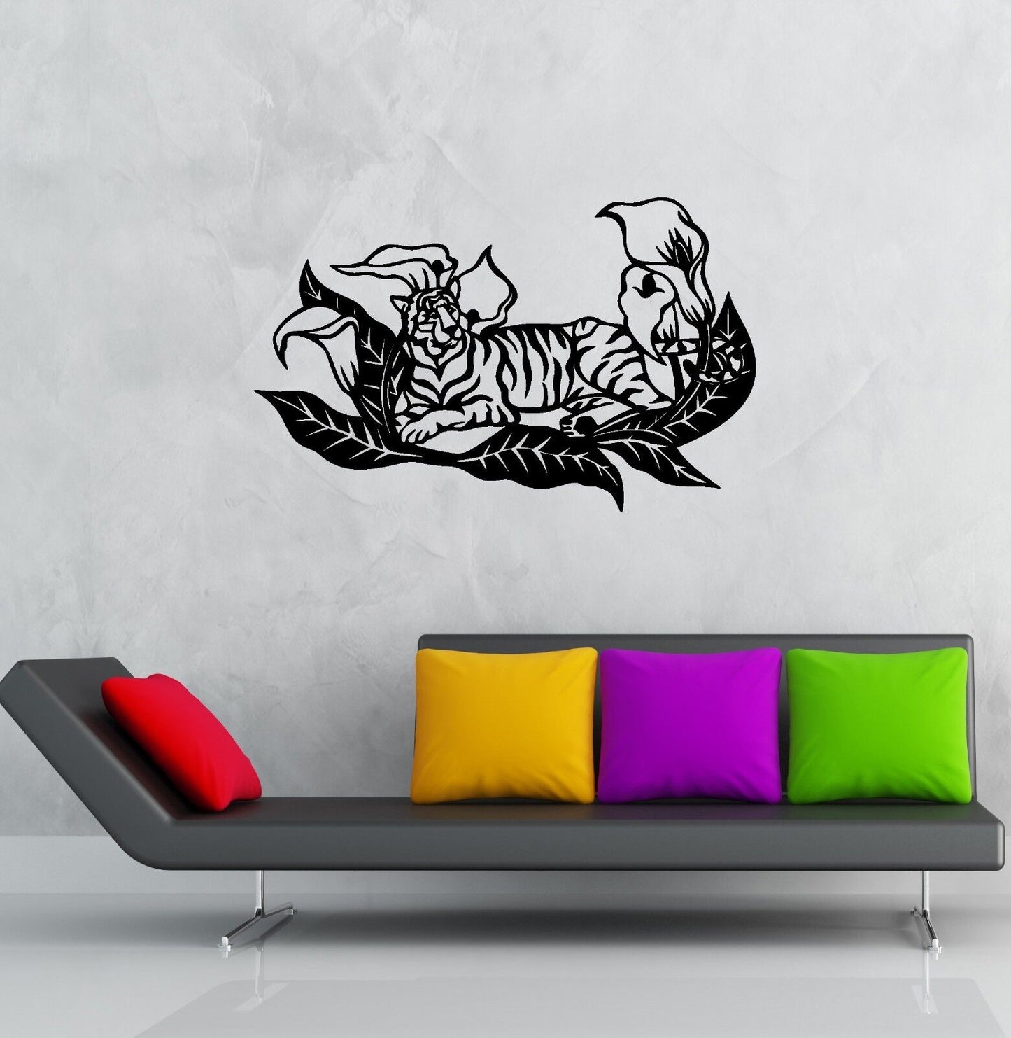 Wall Stickers Vinyl Decal Relaxed Tiger Animal Predator Room Decor (ig903)