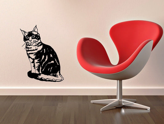 Wandaufkleber, Vinyl, schöne Katze, Tier, Haustiere, Design, Zimmer (ig902)