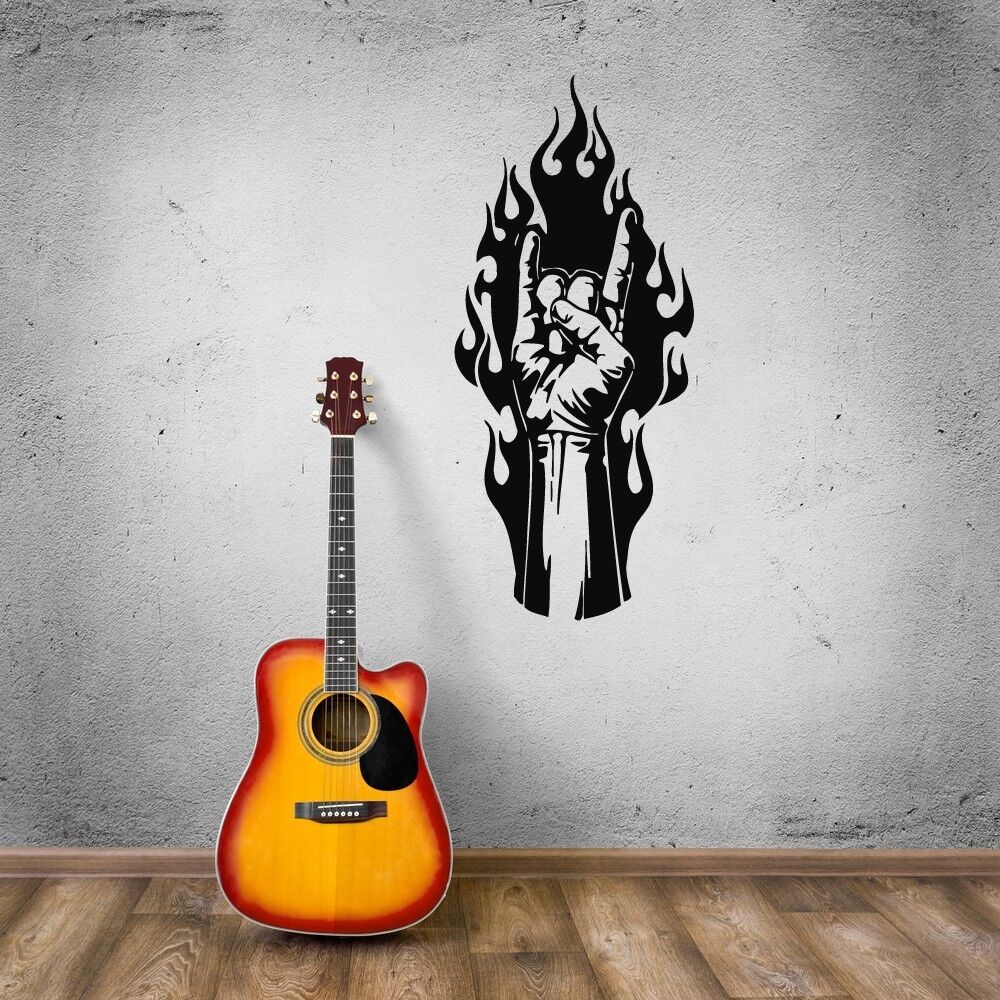 Wall Stickers Vinyl Decal Hard Rock Metal Music fan Fire (ig876)