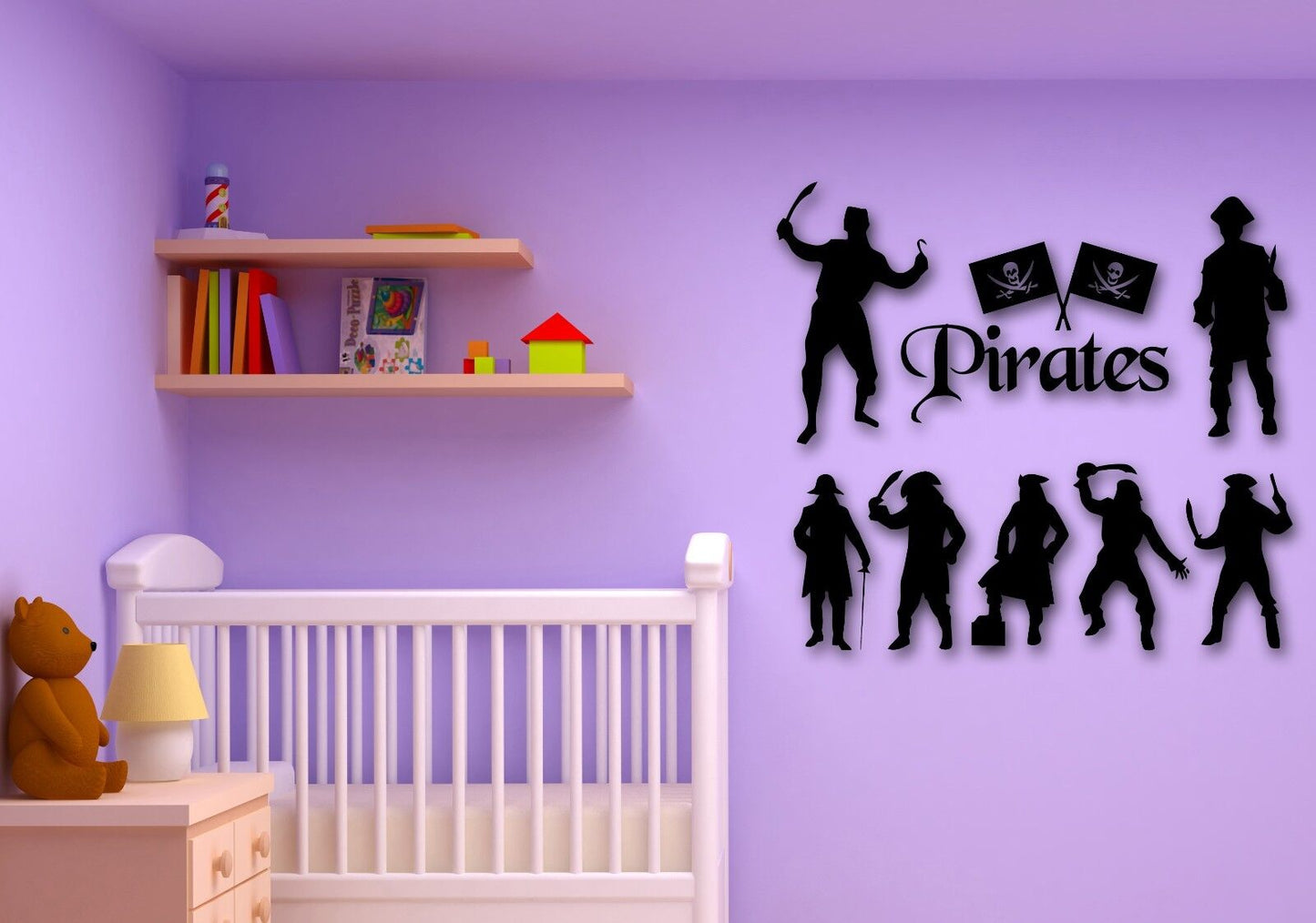 Autocollants muraux en vinyle, décor de pirates Brigands pour chambre d'enfants et de crèche (ig854)