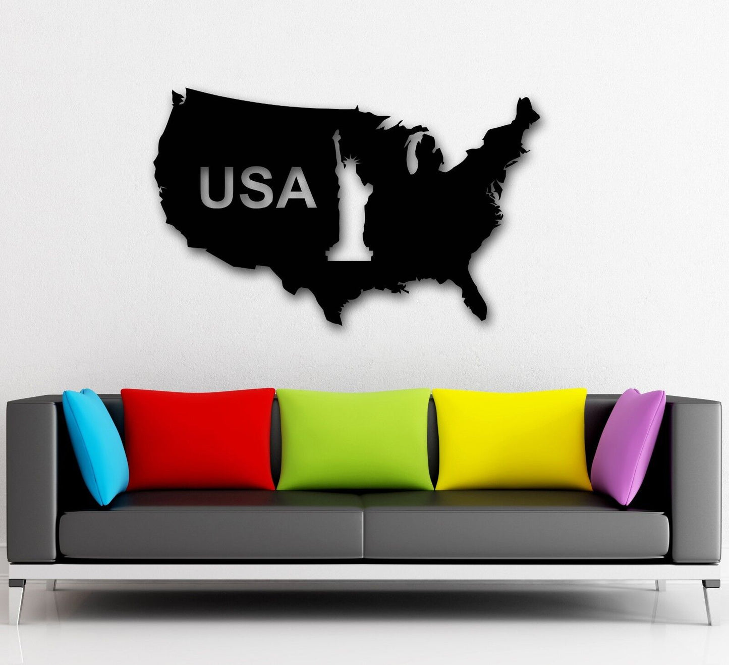 Wall Stickers Vinyl Decal Map of United States USA Statue of Liberty (ig840)