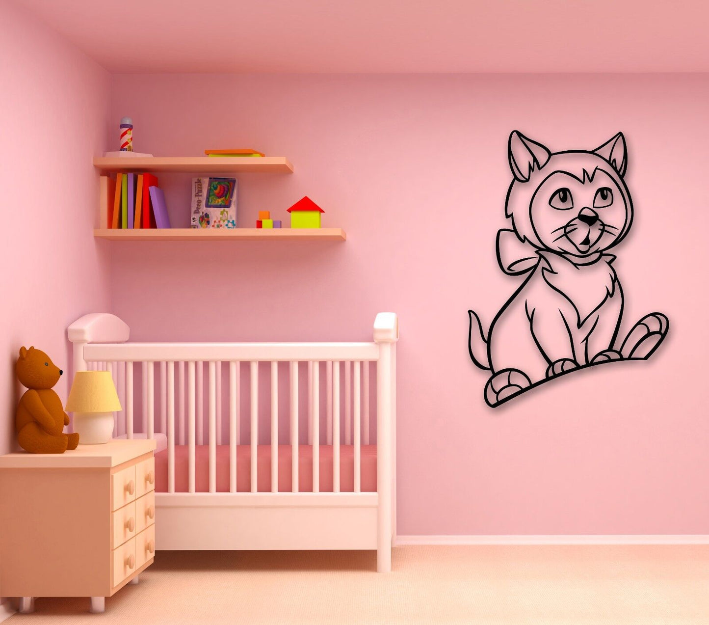 Wandaufkleber, Vinyl, lustige Katze, Tier-Cartoon, für Kinderzimmer (ig834)