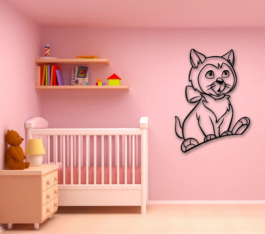 Wandaufkleber, Vinyl, lustige Katze, Tier-Cartoon, für Kinderzimmer (ig834)