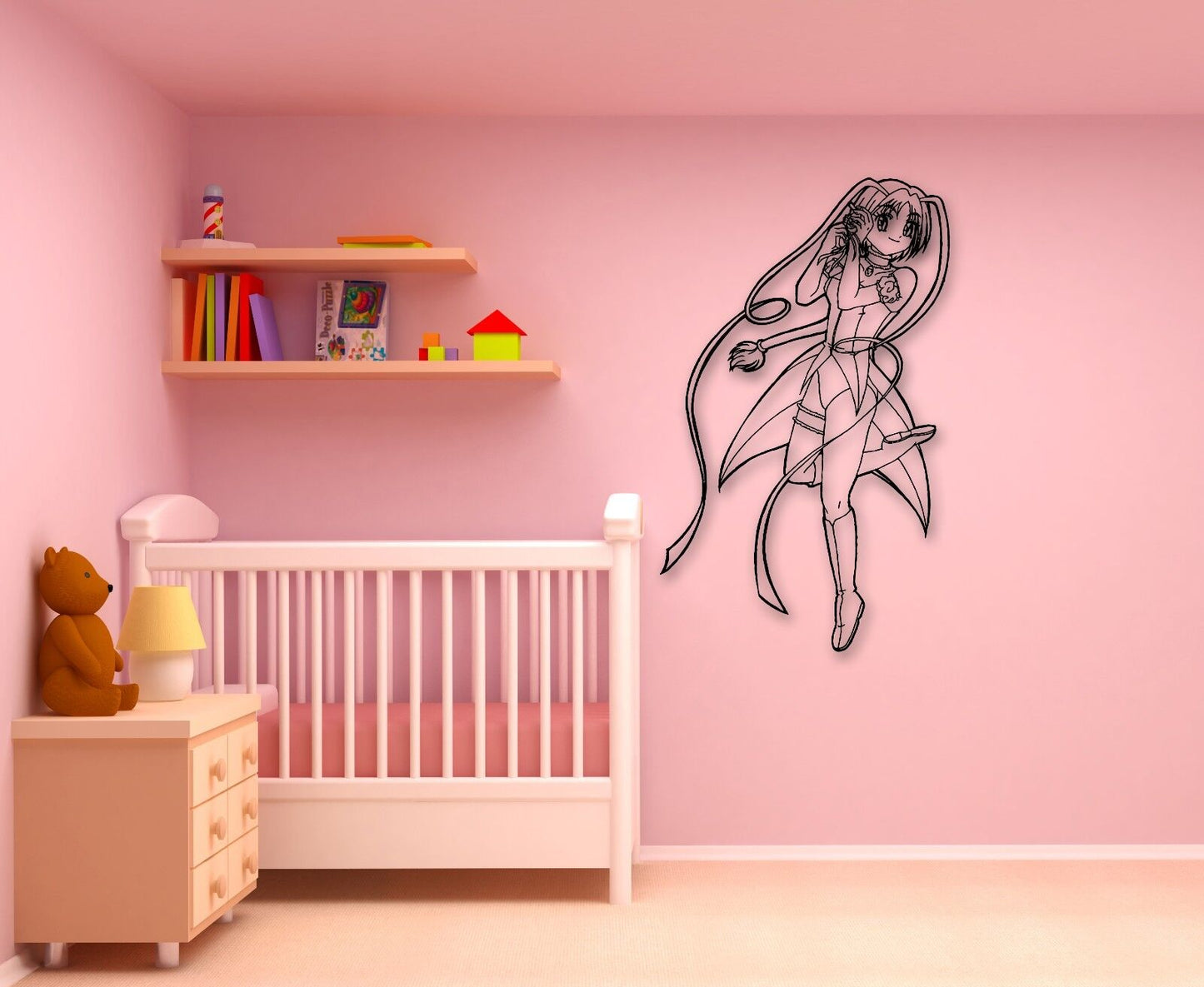 Autocollants muraux en vinyle, dessin animé de fille, pour enfants, chambre de bébé (ig832)