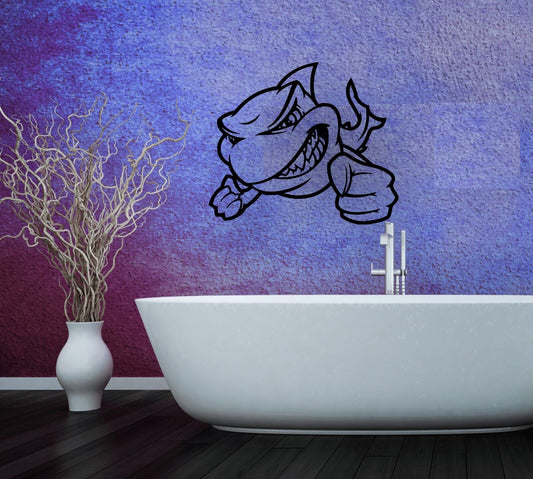 Wall Stickers Vinyl Decal Wicked Shark Fight Marine for Bathroom Decor (ig778)