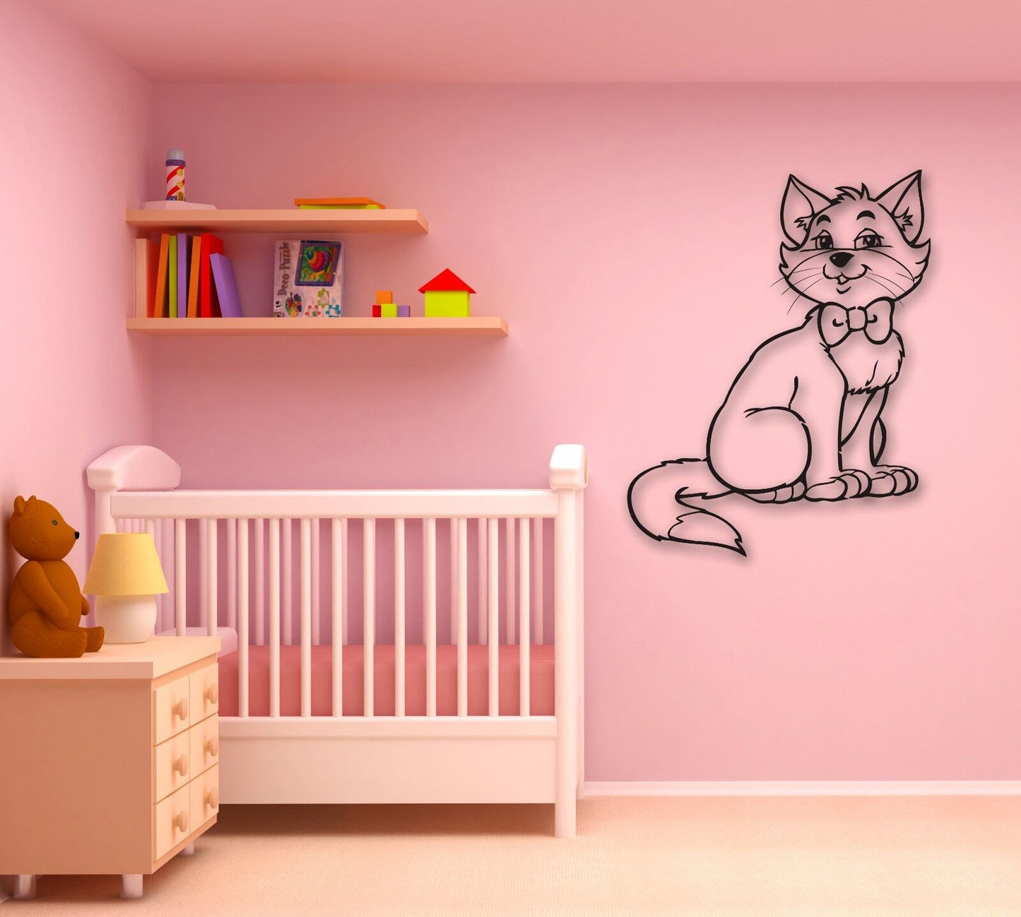 Autocollants muraux en vinyle, Animal chat mignon pour chambre d'enfant, animaux de compagnie (ig735)