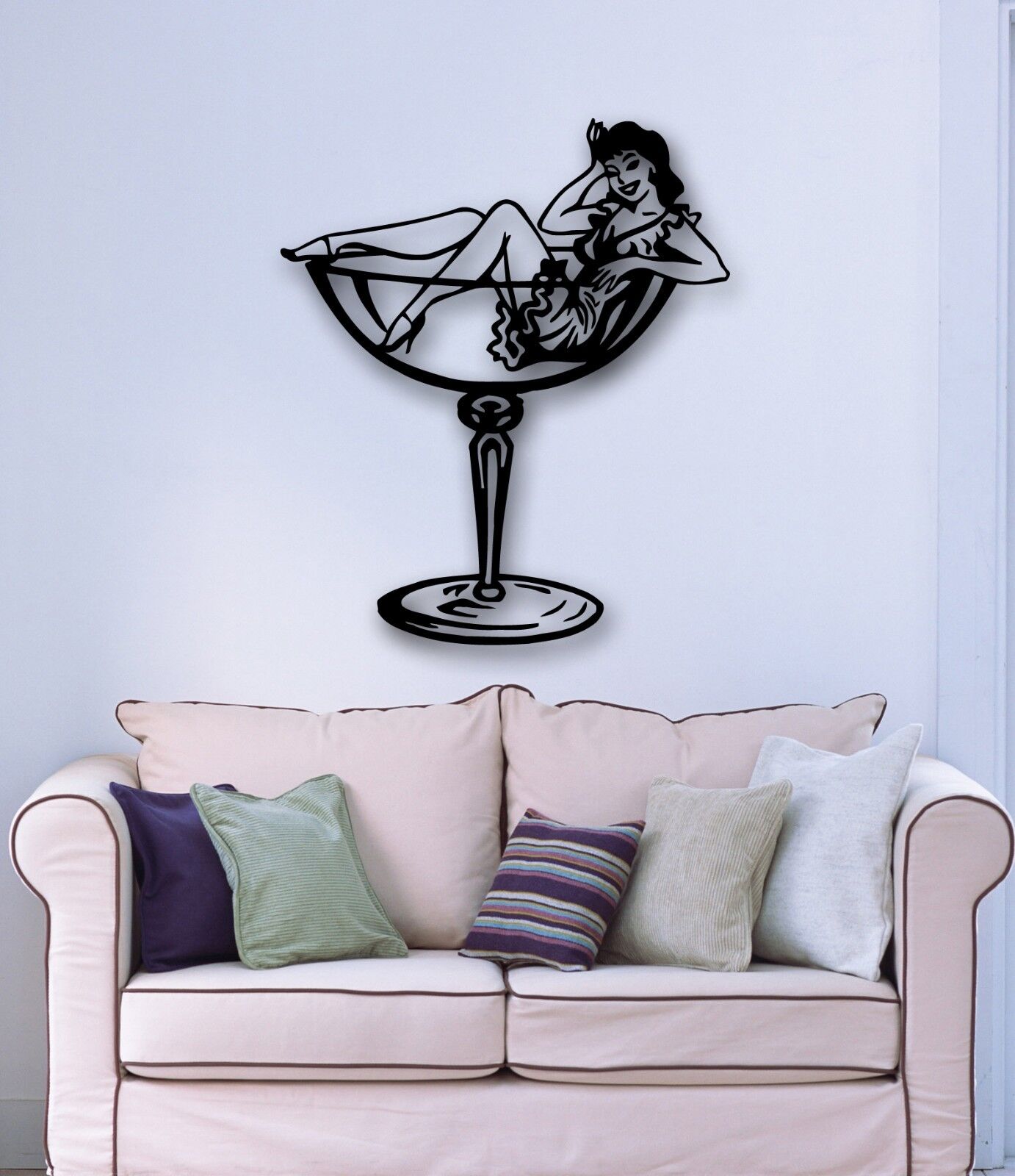 Wall Stickers Vinyl Decal Sexy Pin Up Girl Glass Cocktail Party (ig723)