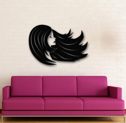 Wall Stickers Vinyl Decal Sexy Girl Long Hair Beauty Salon Barbershop (ig689)