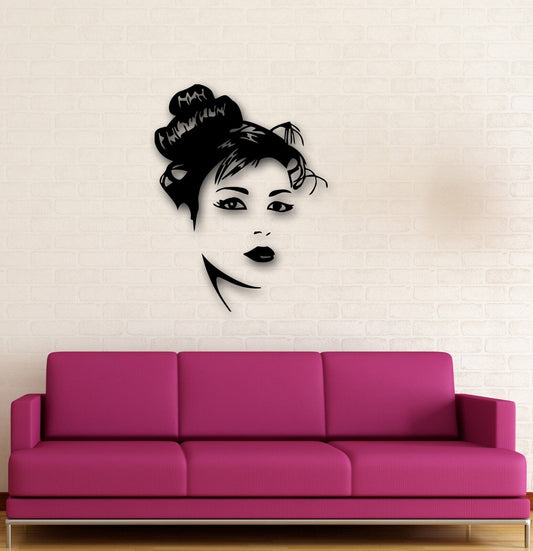 Wall Stickers Vinyl Decal Hot Sexy Girl Hair Hairdresser Barbershop (ig679)