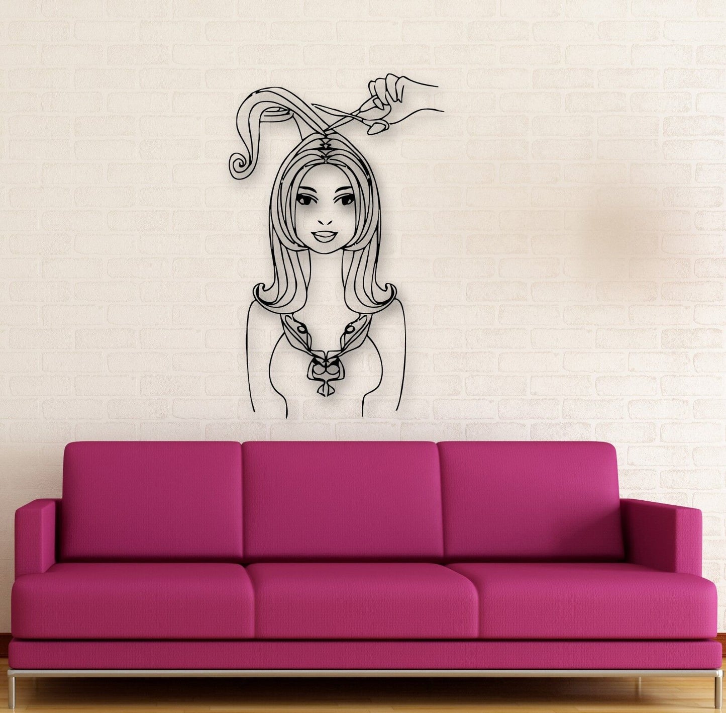 Wall Stickers Vinyl Decal Hot Sexy Girl Haircut Barbershop Hairdresser (ig676)