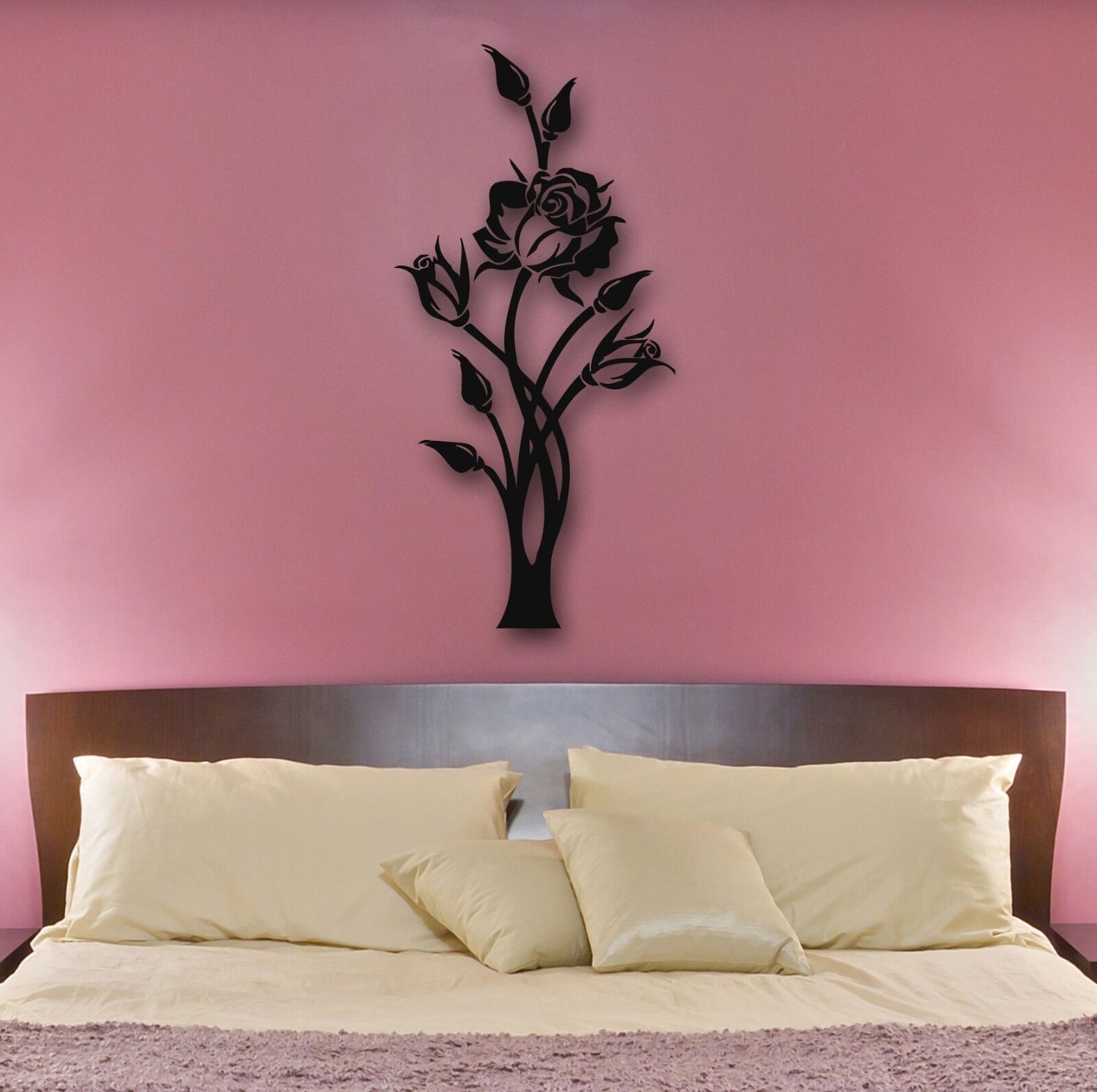 Autocollants muraux en vinyle, décoration de plante de fleur de Rose pour chambre à coucher (ig672)