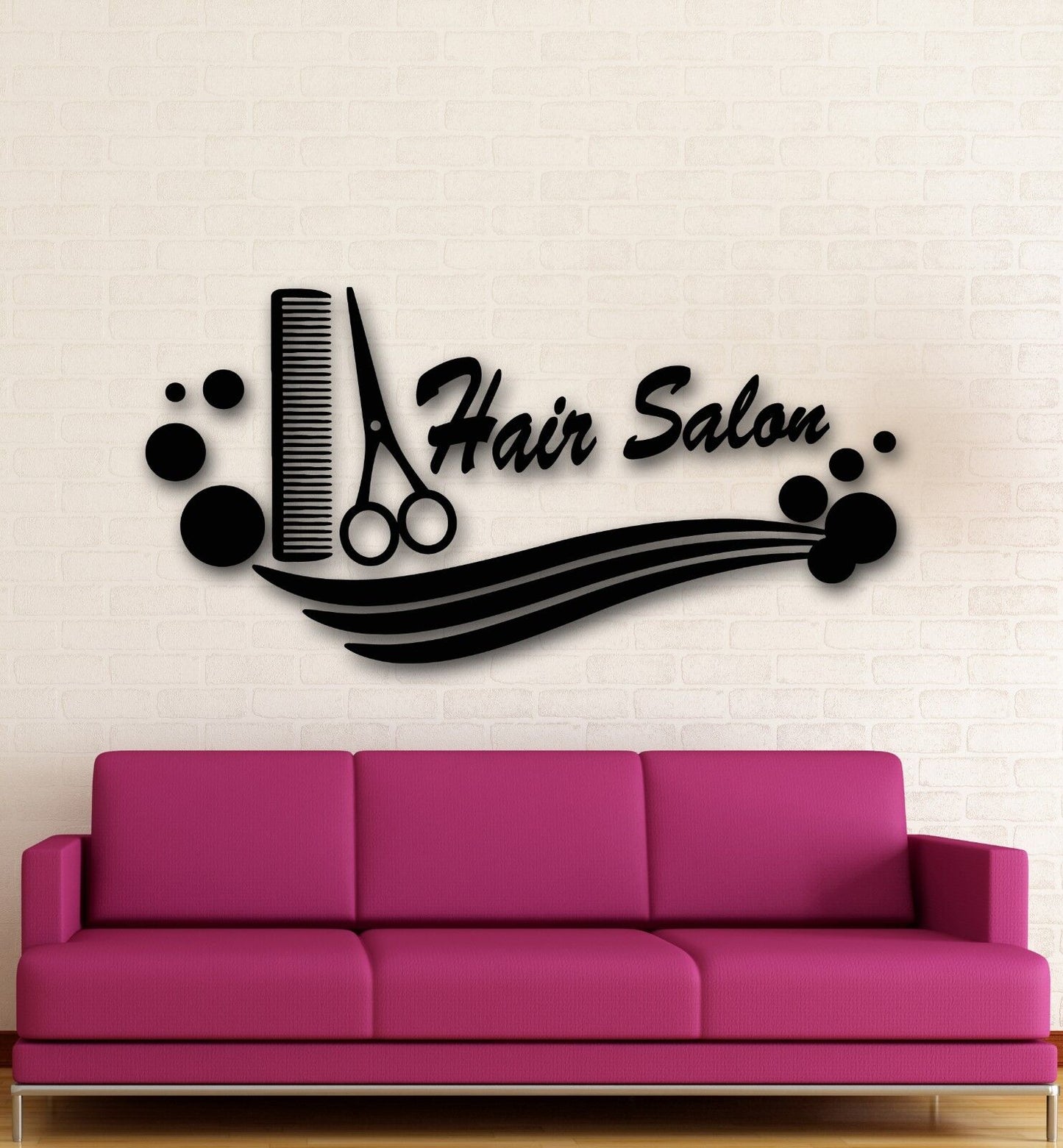 Vinyl Decal Hair Salon Comb Scissors Barbershop Haircut Wall Stickers (ig633)