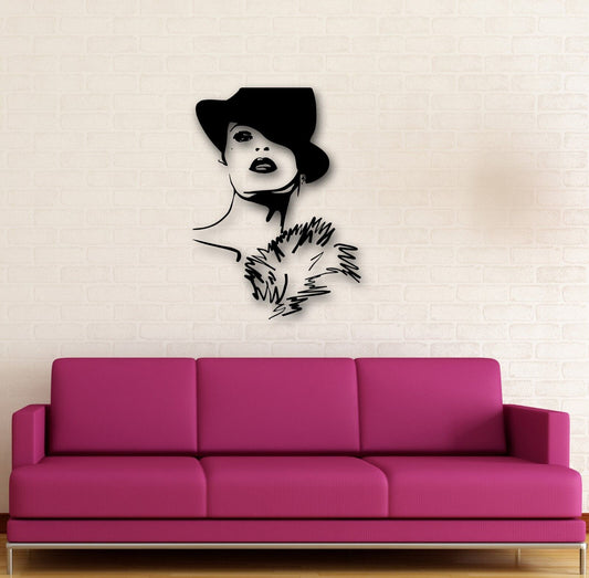 Wall Stickers Vinyl Decal Hot Sexy Girl In The Hat Fashion Style (ig621)