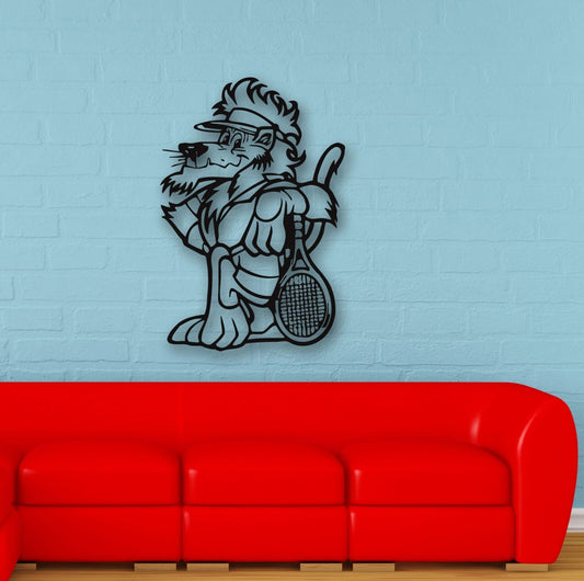 Wall Stickers Vinyl Decal Funny Animal Lion Tennis Children's Room (ig611)