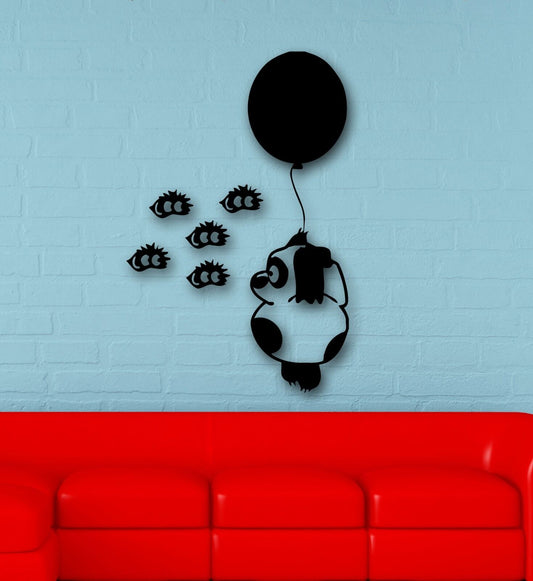 Wall Stickers Vinyl Decal Funny Bear with Balloons for Children's Room (ig587)