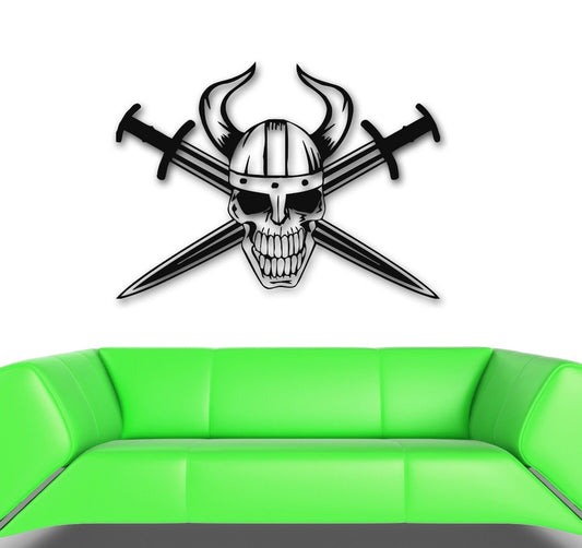 Wall Stickers Vinyl Decal Death Skull Sword War Weapons (ig583)