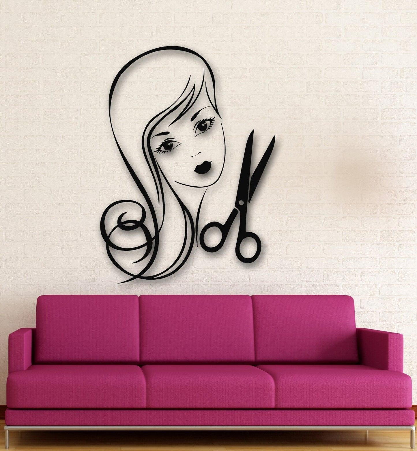 Wall Stickers Vinyl Decal Sexy Girl Haircut hairdresser Scissors (ig567)