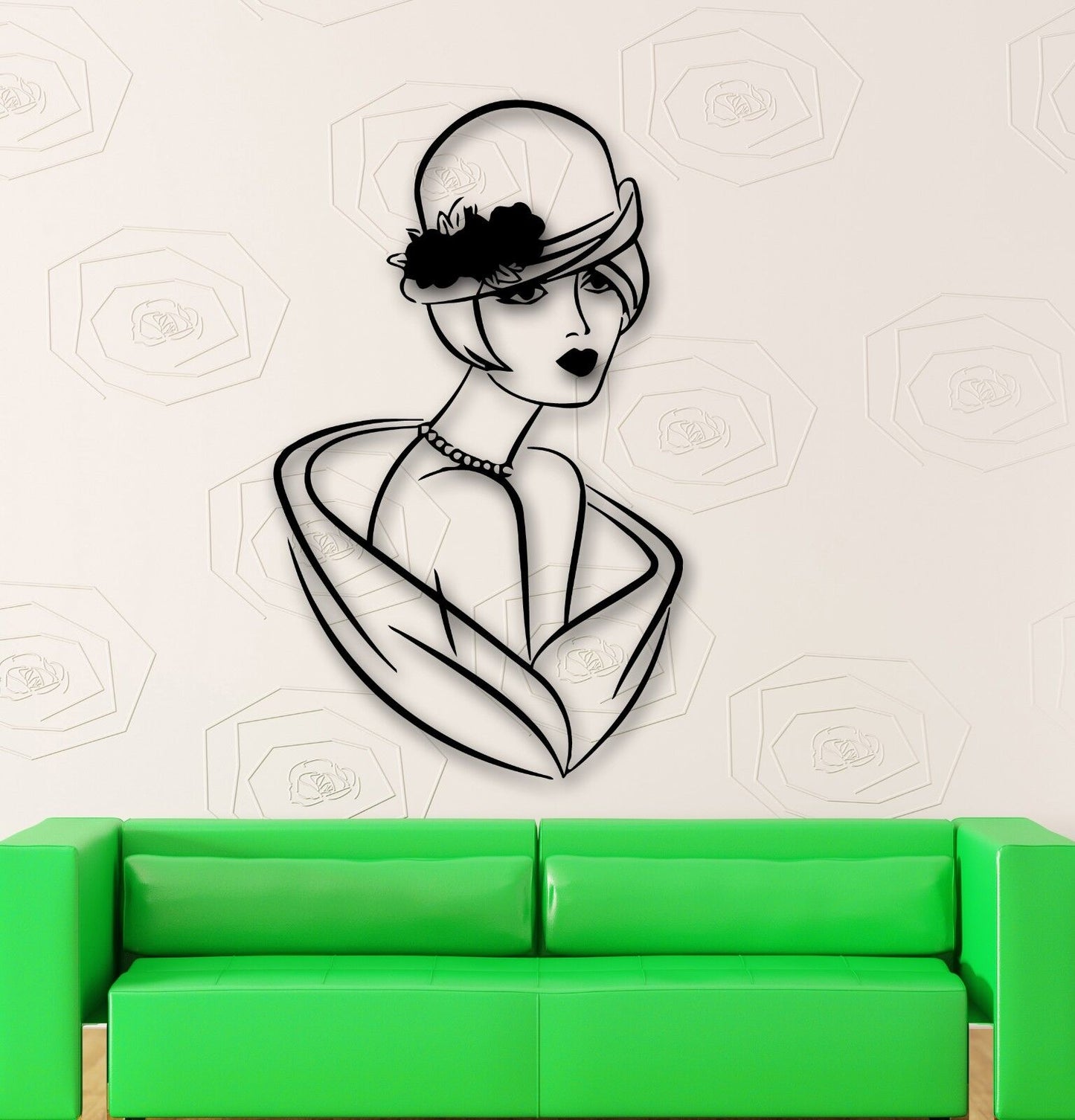 Wall Stickers Vinyl Decal Beautiful Girl in the Hat Retro Style (ig566)