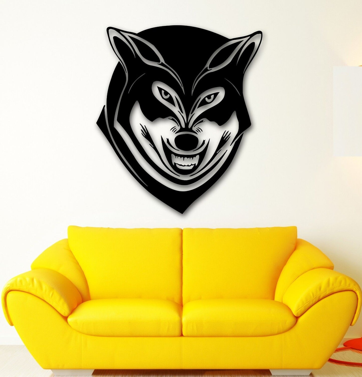 Wall Stickers Vinyl Decal Grinning Wolf Predator Animal Tribal (ig542)