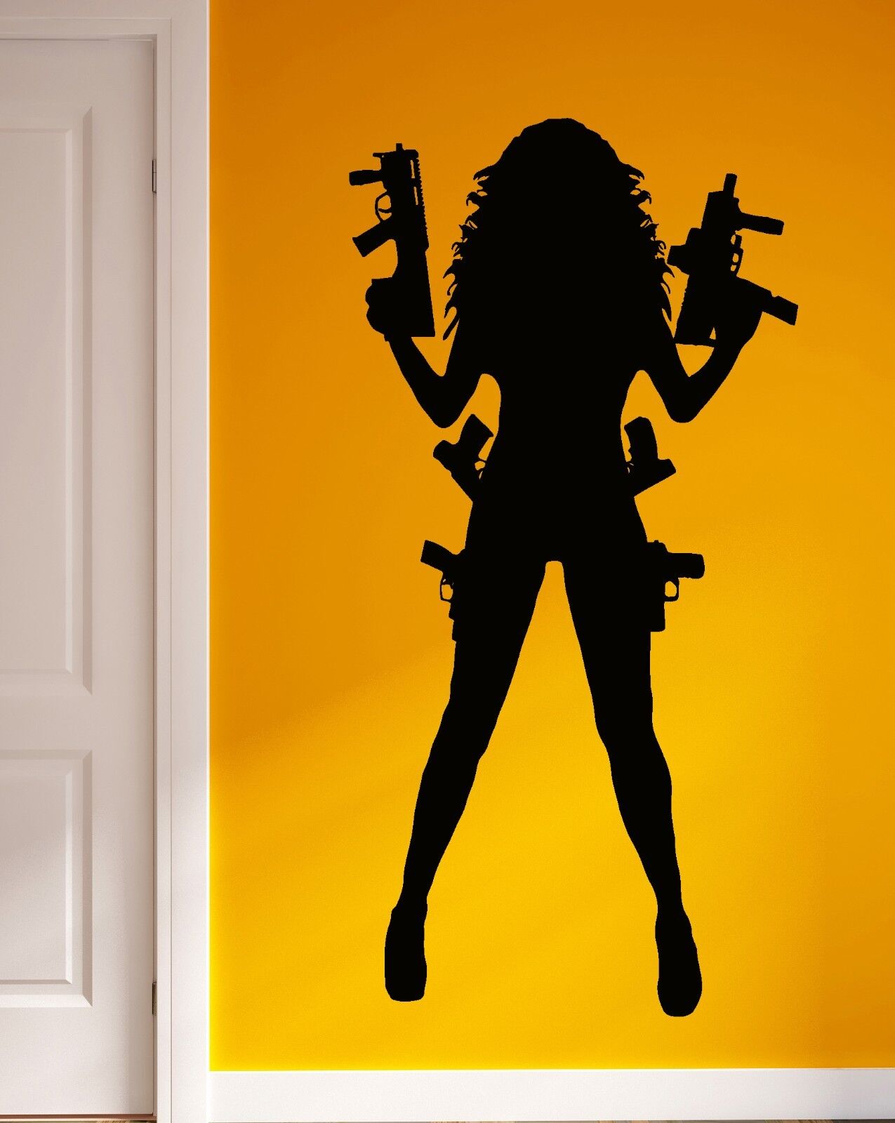 Wall Sticker Vinyl Decal Sexy Girl Teen With Gun Gangster Ghetto Decor (z1042)