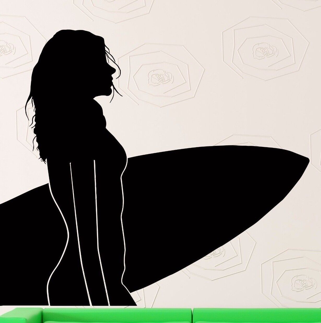 Vinyl Decal Wall Sticker Surfing Waves Sexy Girl Surfboard Ocean Decor (z1043)