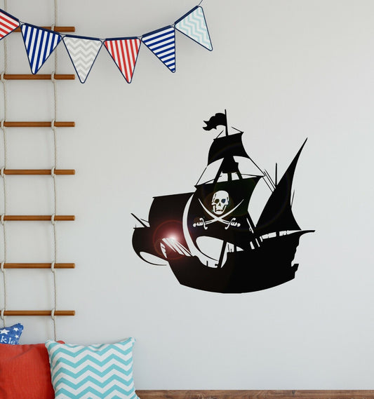 Wandaufkleber, Vinyl, Piratenschiff, Meer, Marine, für Kinderzimmer (ig516)