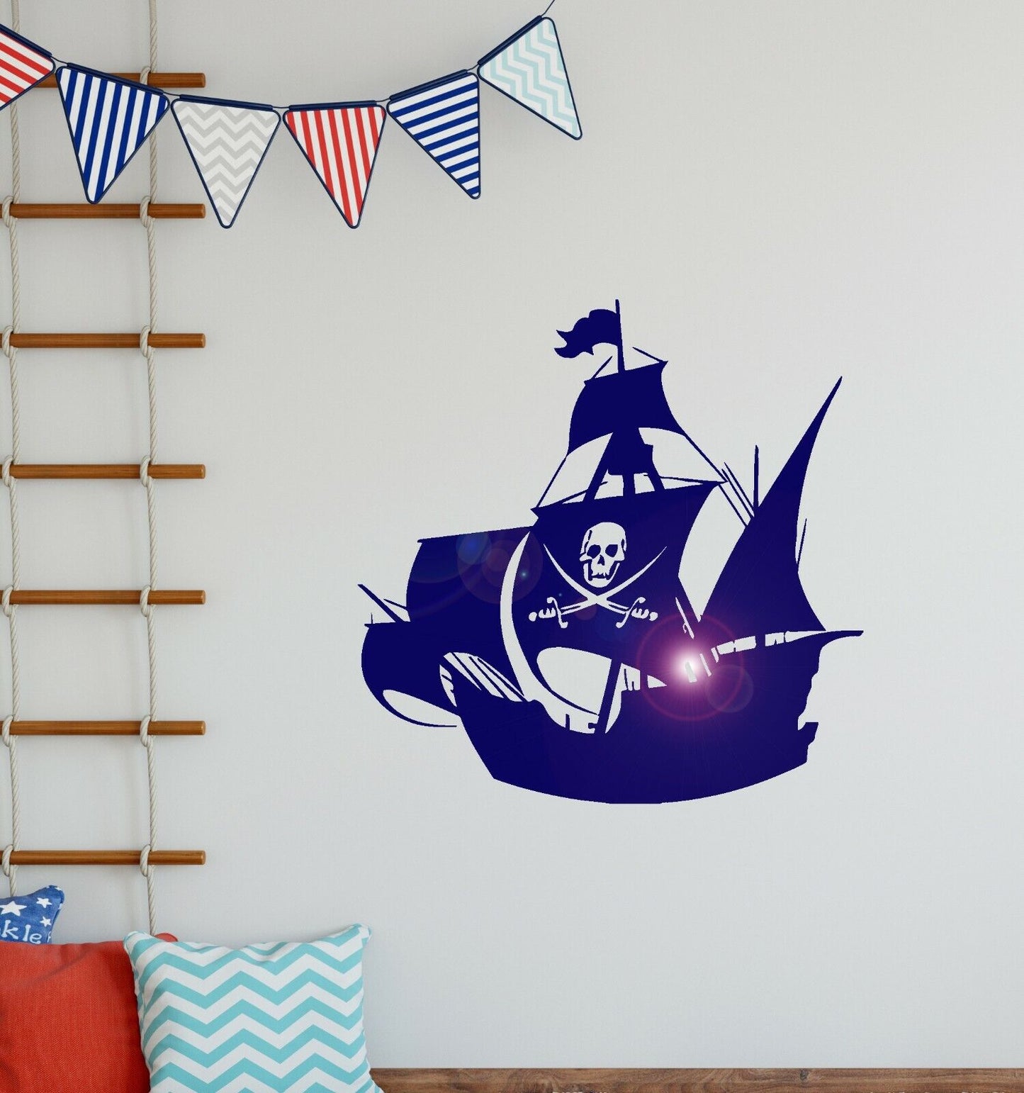 Autocollants muraux en vinyle, bateau Pirate, Marine, pour chambre d'enfants (ig516)