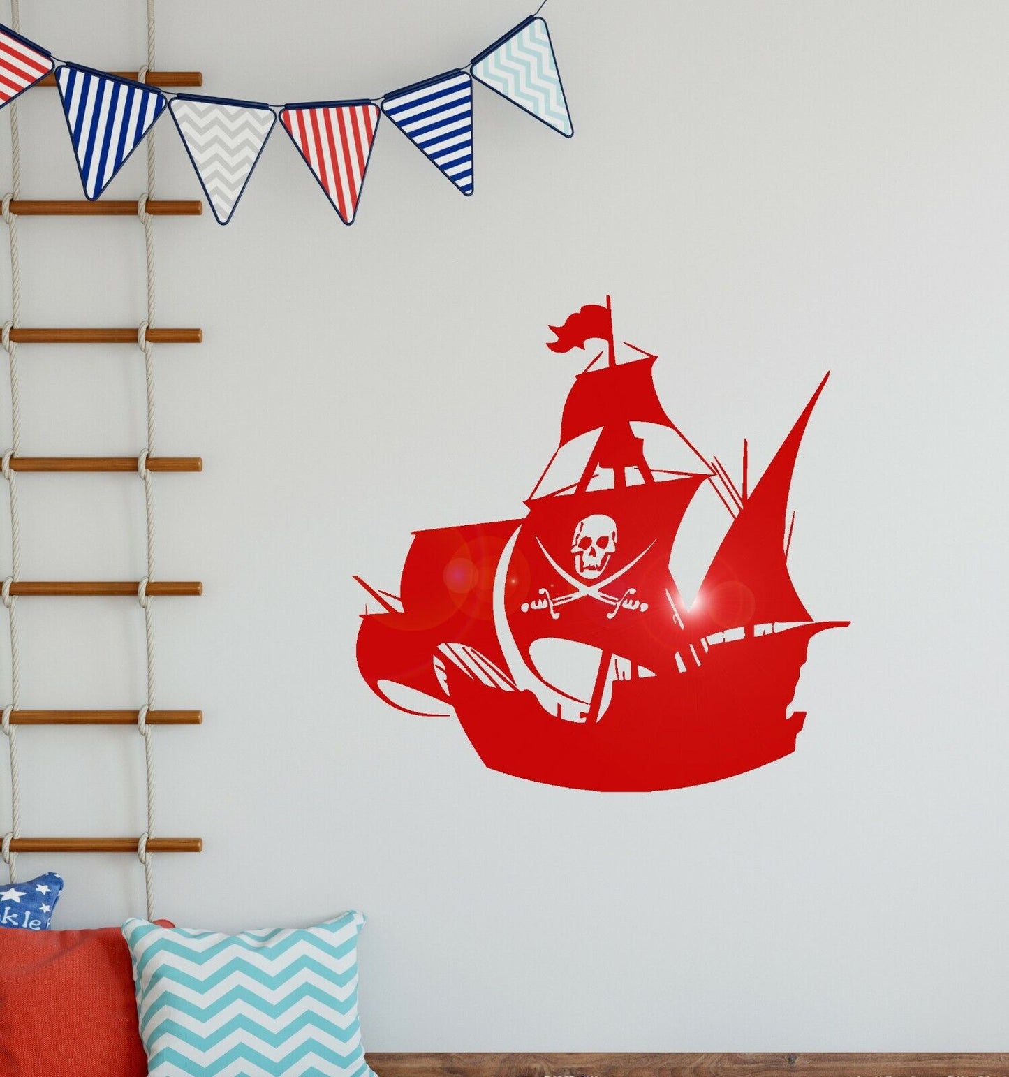 Wandaufkleber, Vinyl, Piratenschiff, Meer, Marine, für Kinderzimmer (ig516)