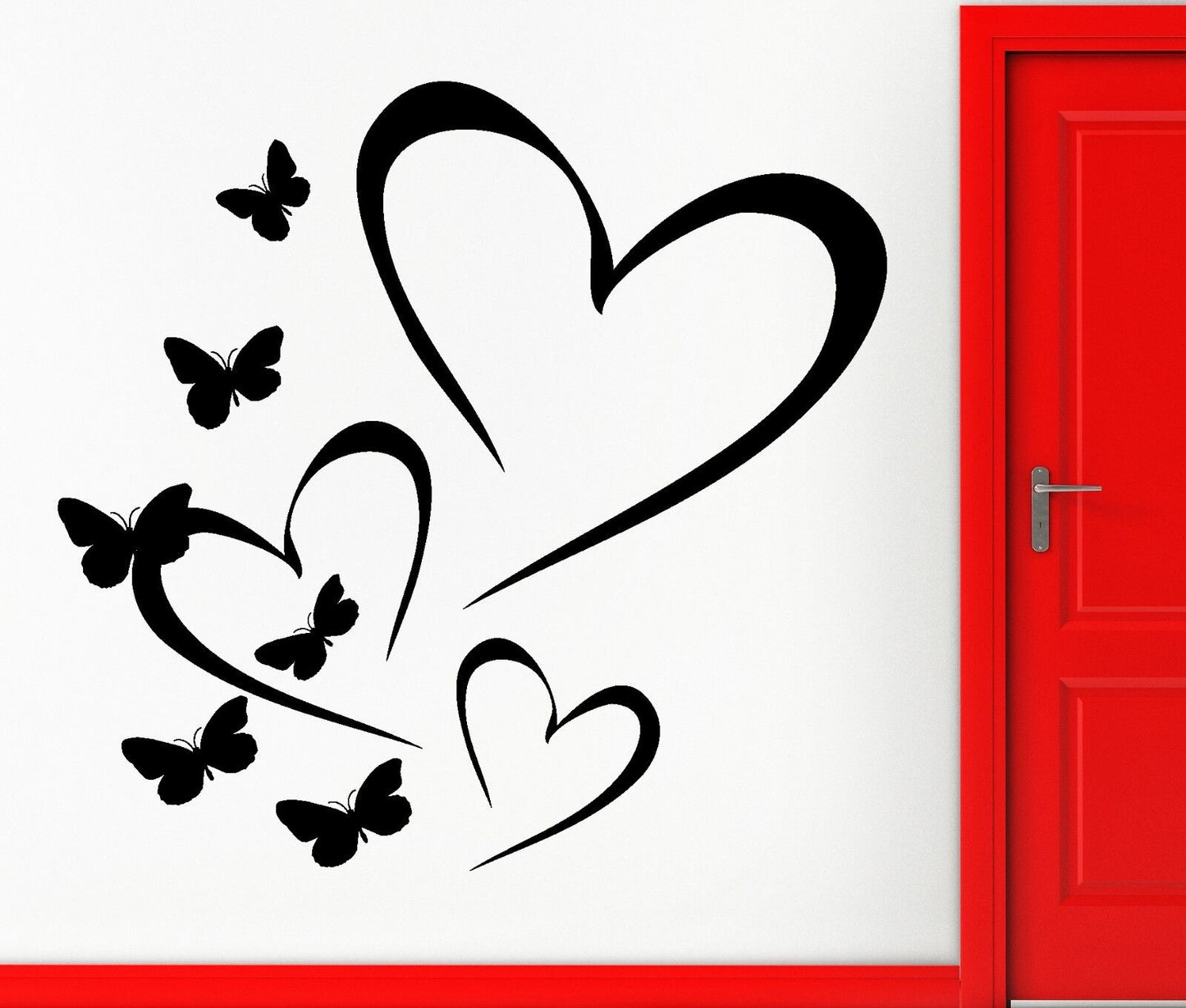 Wall Sticker Vinyl Decal Heart And Butterfly Love Romantic Decor Bedroom (z1111)