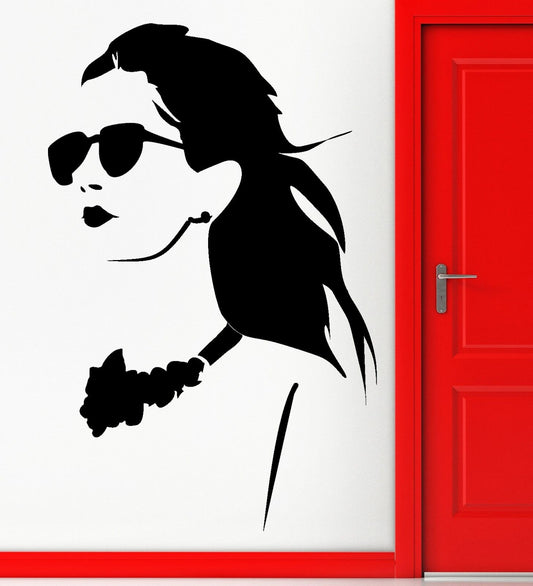 Wall Sticker Vinyl Decal Hot Sexy Girl In Glasses High Fashion Decor (z1117)