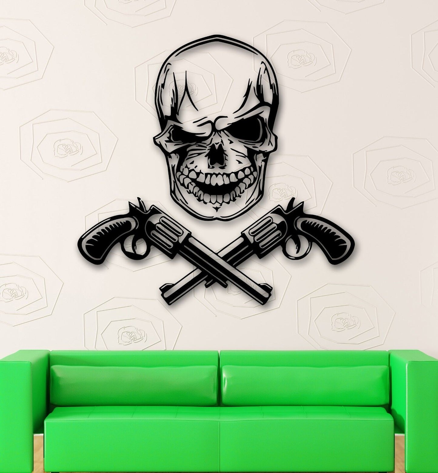 Wall Stickers Vinyl Decal Revolver Gun Skull Dead Mafia (ig492)