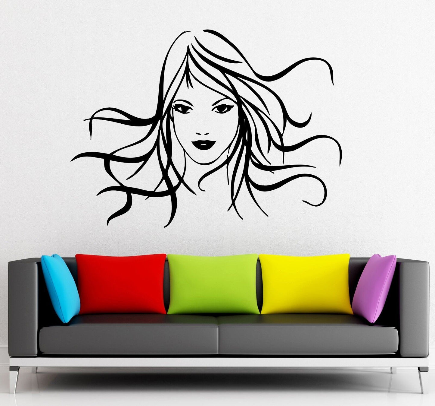 Wall Stickers Vinyl Decal Beautiful Woman Hair Model Beauty Salon (ig1717)