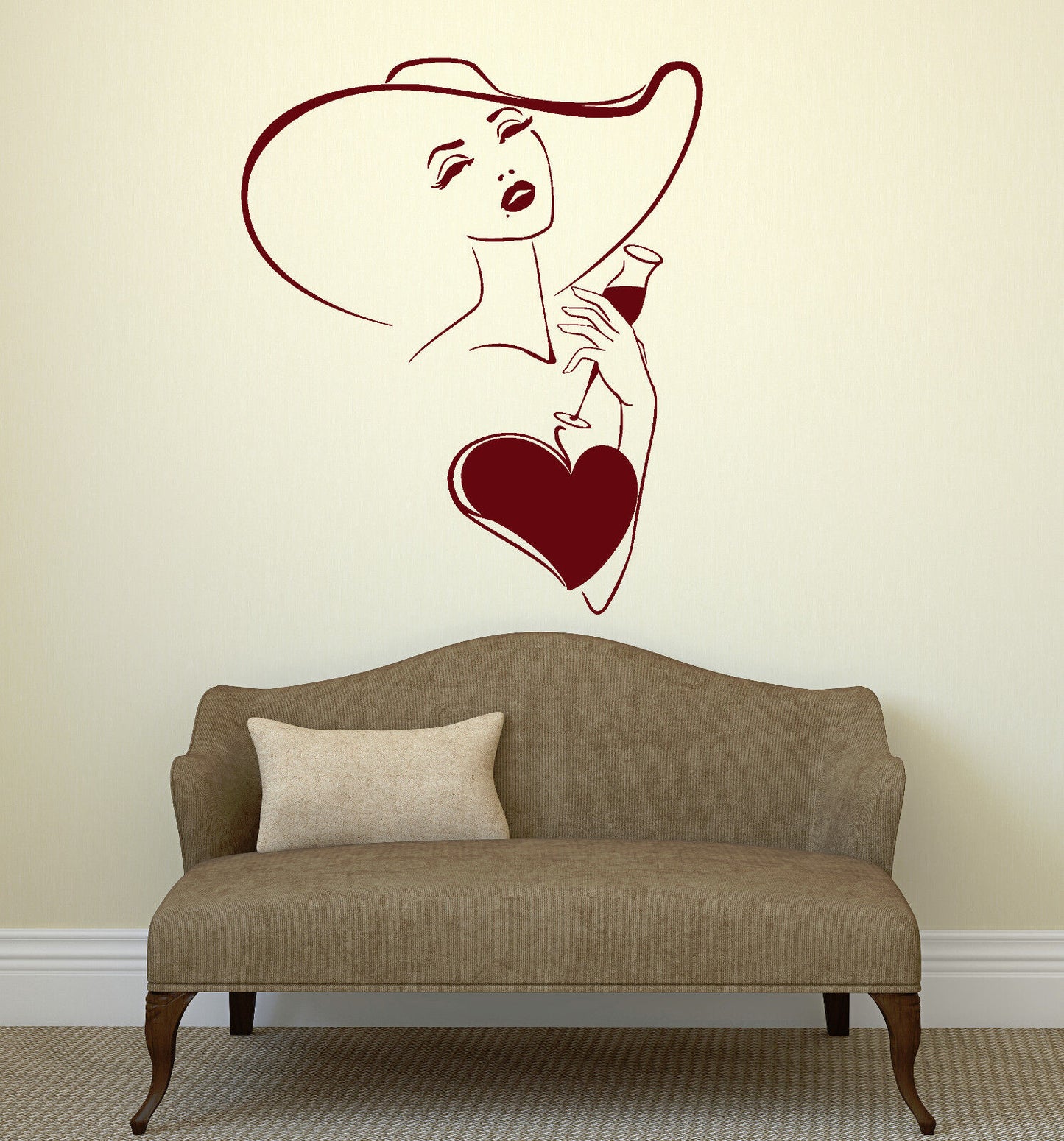 Wall Stickers Vinyl Decal Beautiful Woman Hat Love Romance (ig1737)