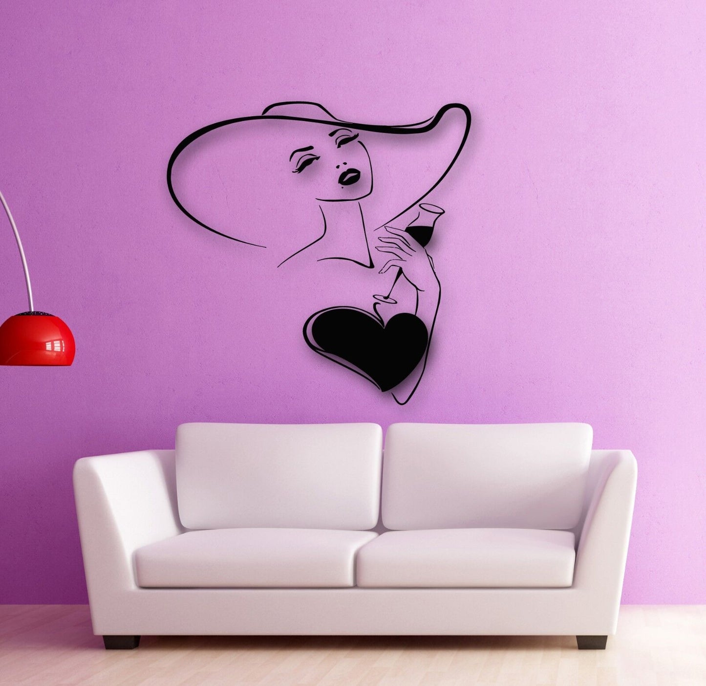 Wall Stickers Vinyl Decal Beautiful Woman Hat Love Romance (ig1737)