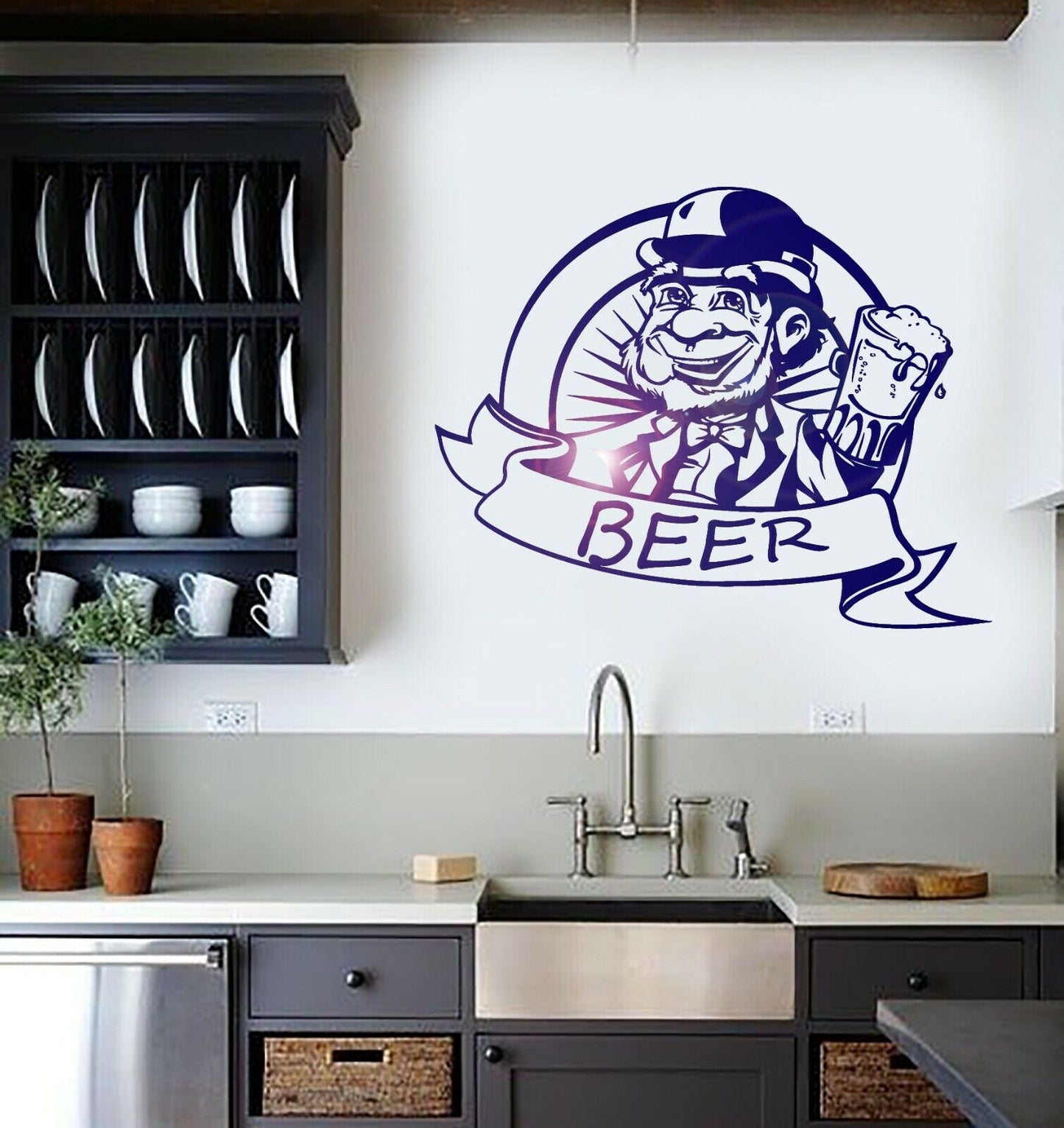 Vinyl Wall Decal Leprechaun Beer Pub Ireland Irish Bar Alcohol Stickers (ig1743)