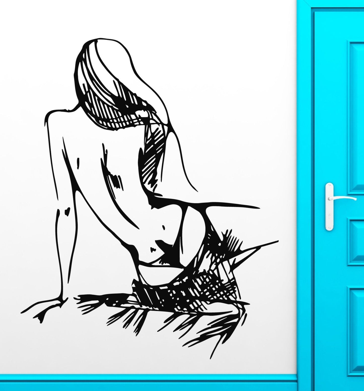 Wall Stickers Vinyl Decal Naked Woman Sexy Girl Sketch Coolest Room (ig1747)