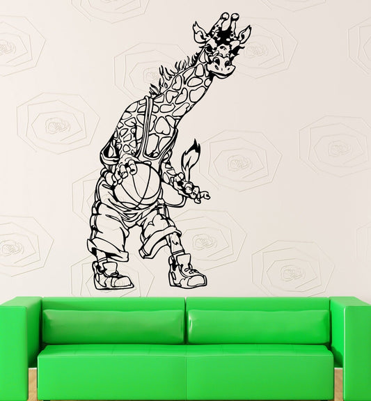 Wall Stickers Vinyl Decal Giraffe Basketball Animal Nursery Kids Room (ig1756)