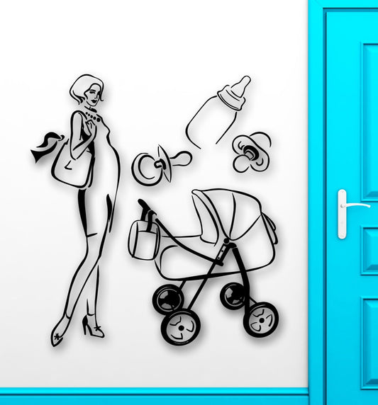 Wall Stickers Vinyl Decal Mom Family Stroller Baby Birth Maternity (ig1765)