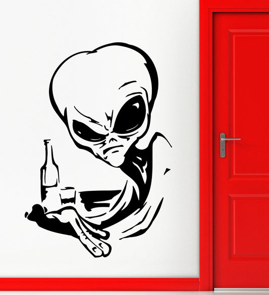 Wall Stickers Vinyl Decal Alien UFO Space Fantasy Drinking (ig1778)