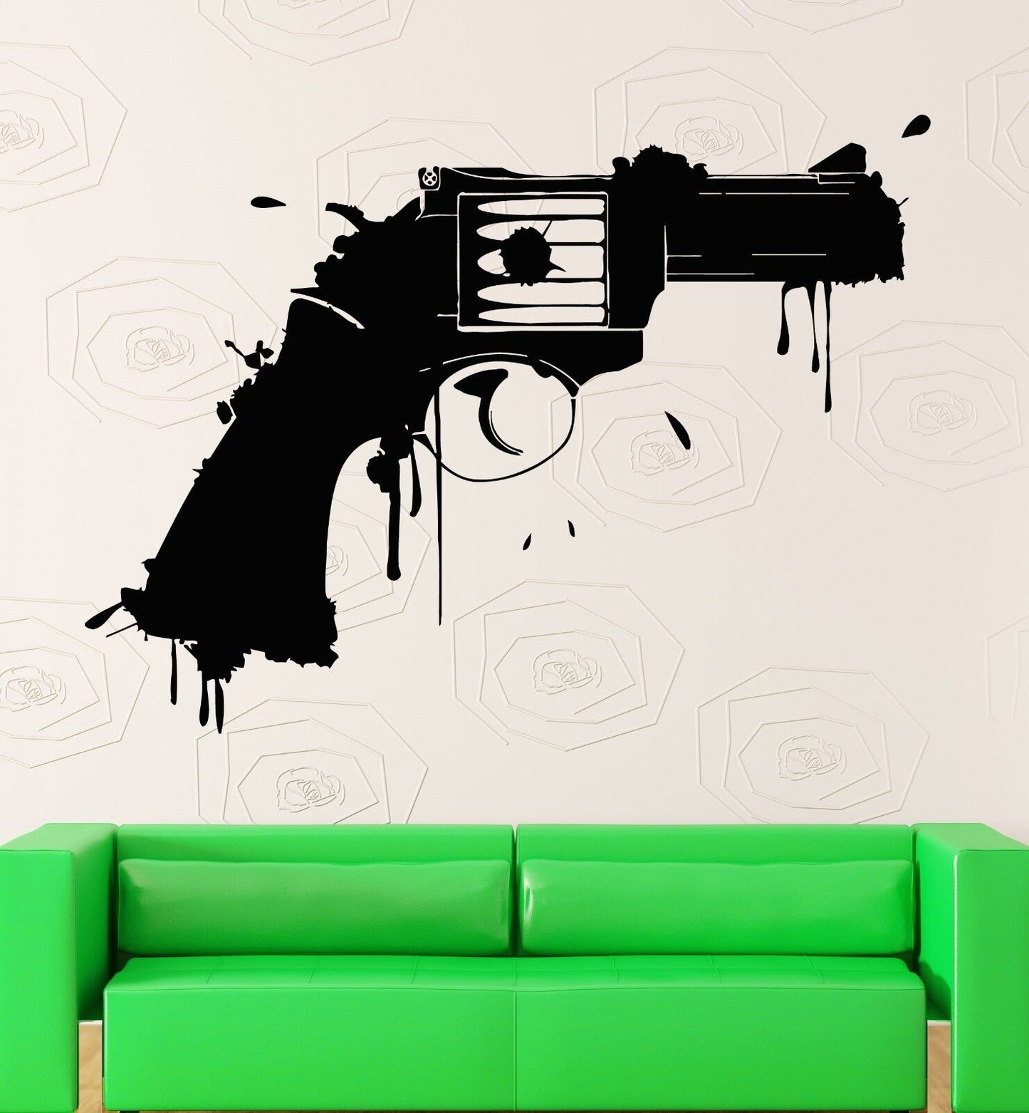 Wall Stickers Vinyl Decal Revolver Gun Weapon Grunge Room Decor (ig1789)