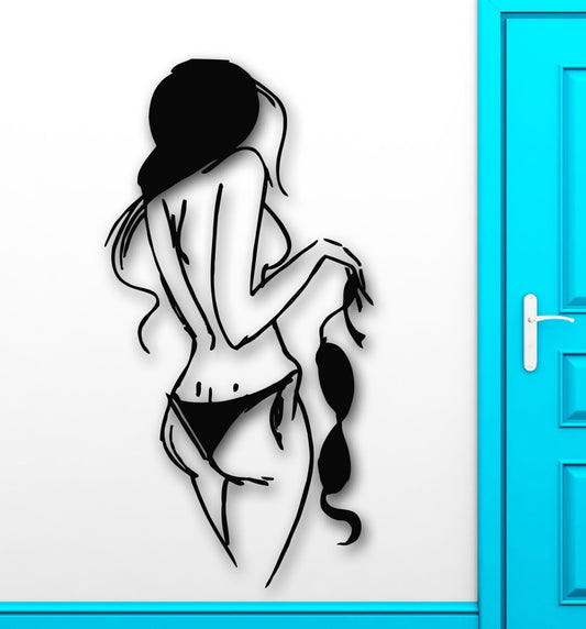 Wall Stickers Vinyl Decal Hot Sexy Girl Naked Lingerie Nude Striptease (ig1790)