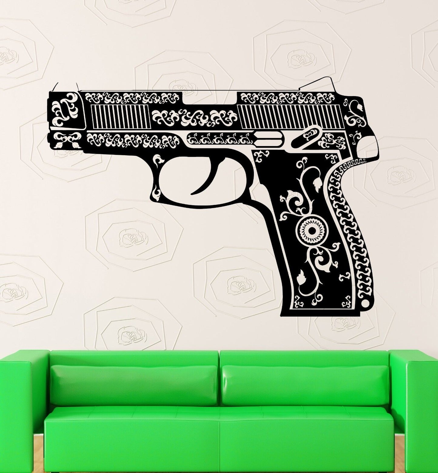 Wall Stickers Vinyl Decal Pistol Gun Weapon Pattern Mafia War (ig1814)