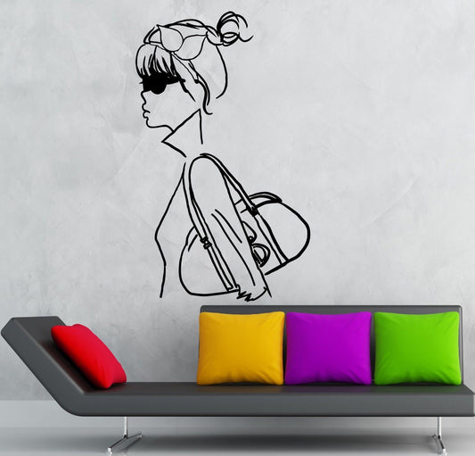 Wall Stickers Vinyl Decal Fashionable Sexy Girl Fashion Style Shopping (ig1818)