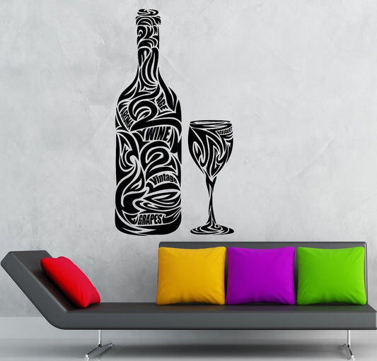 Wall Stickers Vinyl Decal Drink Wine Grapes Alcohol Kitchen Restaurant (ig1823)