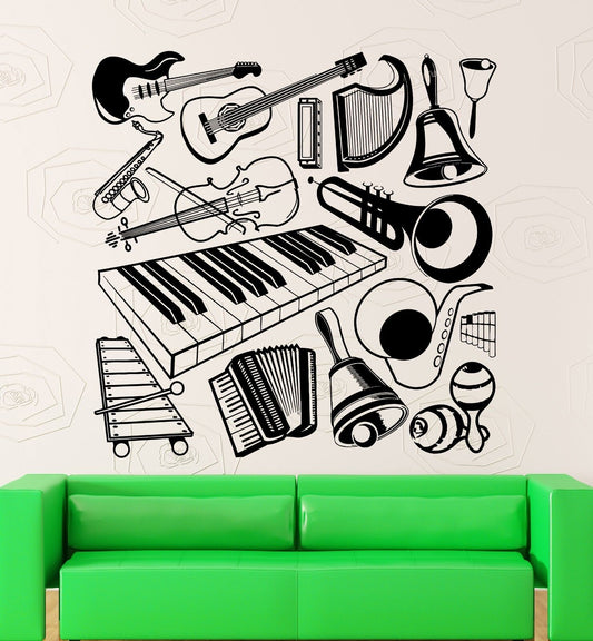 Wall Stickers Vinyl Decal Music Musical Instruments Guitar Piano Decor (ig1831)