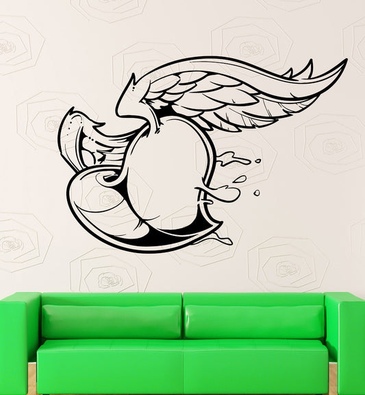 Wall Sticker Vinyl Decal Heart with Wings Love Romantic Bedroom Decor (ig1844)