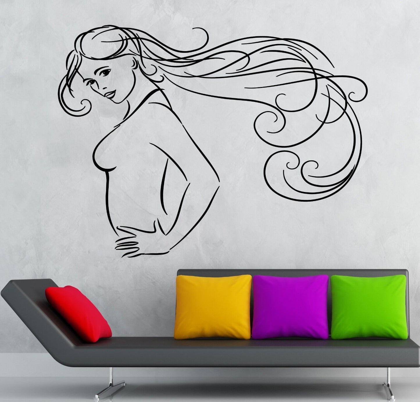 Wall Sticker Vinyl Decal Beautiful Sexy Girl Long Hair Hairdresser (ig1849)