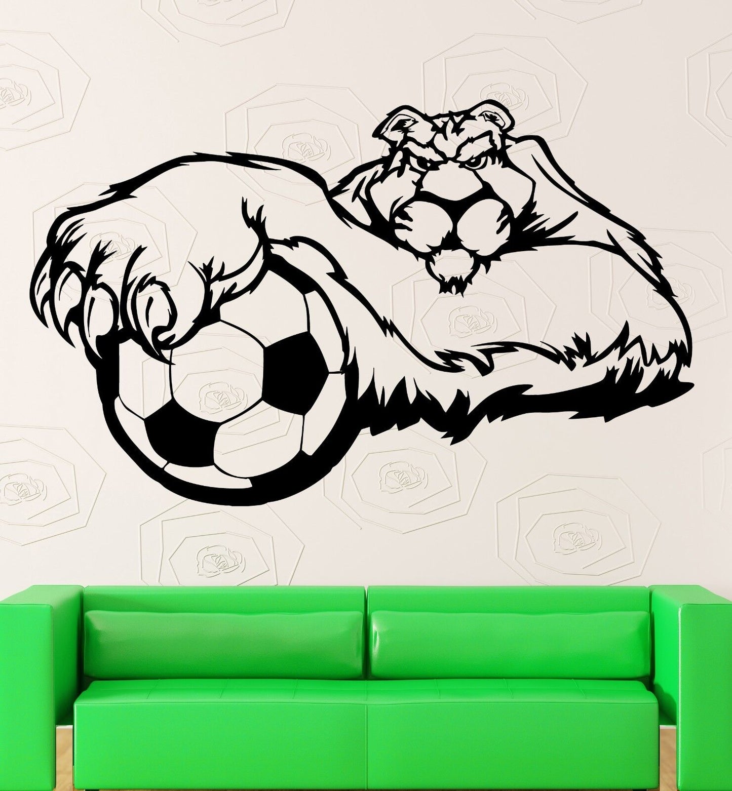 Autocollant mural en vinyle, ballon de football, sport, tigre, mascotte, décor (ig1852)