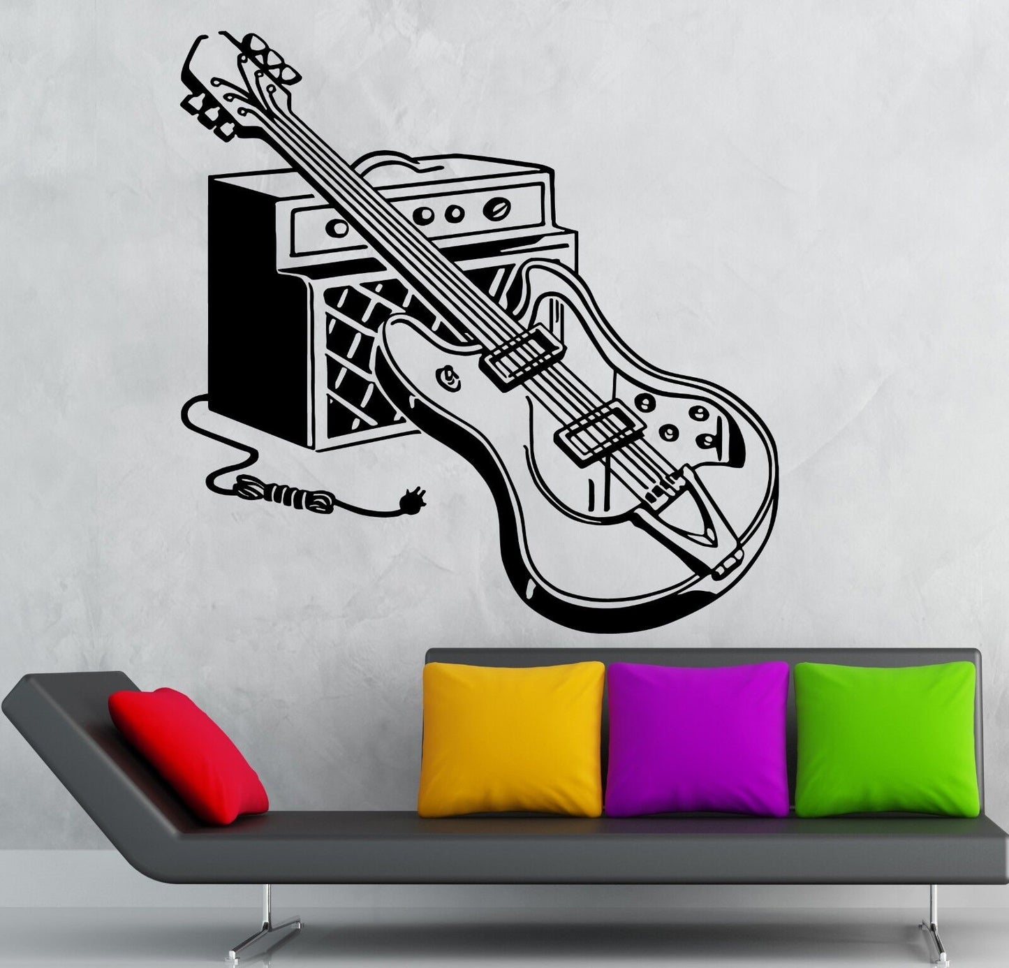 Wall Stickers Vinyl Decal Electric Guitar Music Musical Instrument Rock (ig1861)